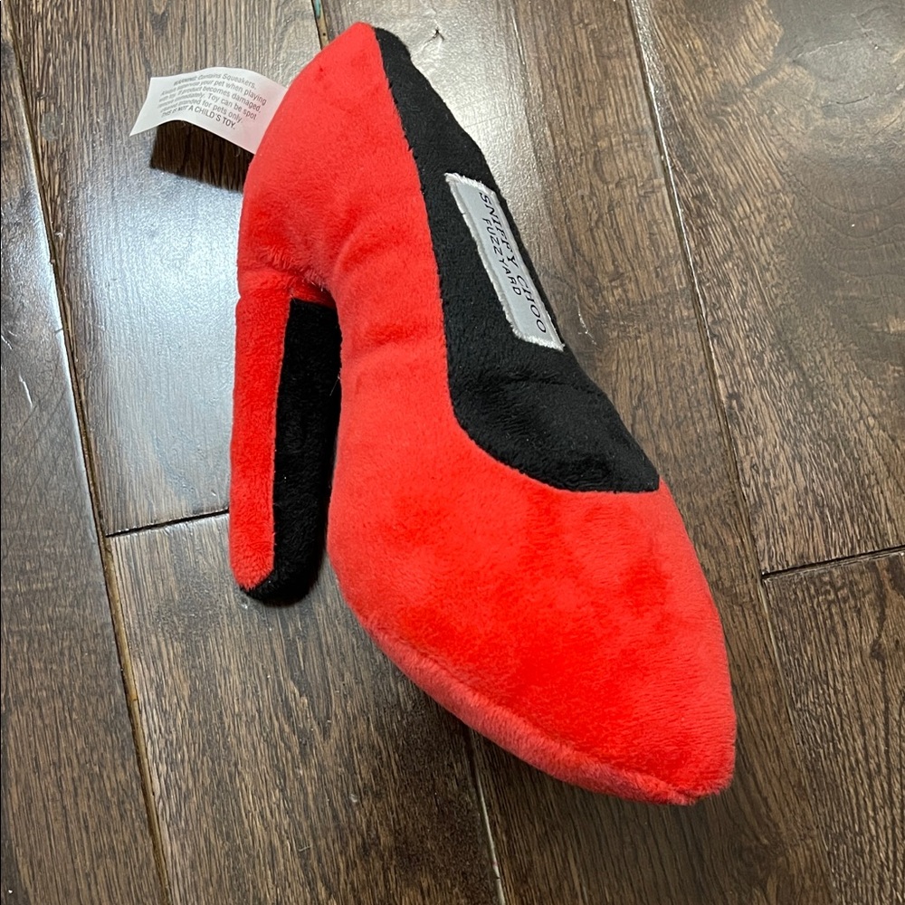 Jimmy Choo Red and Black Plush Slippers